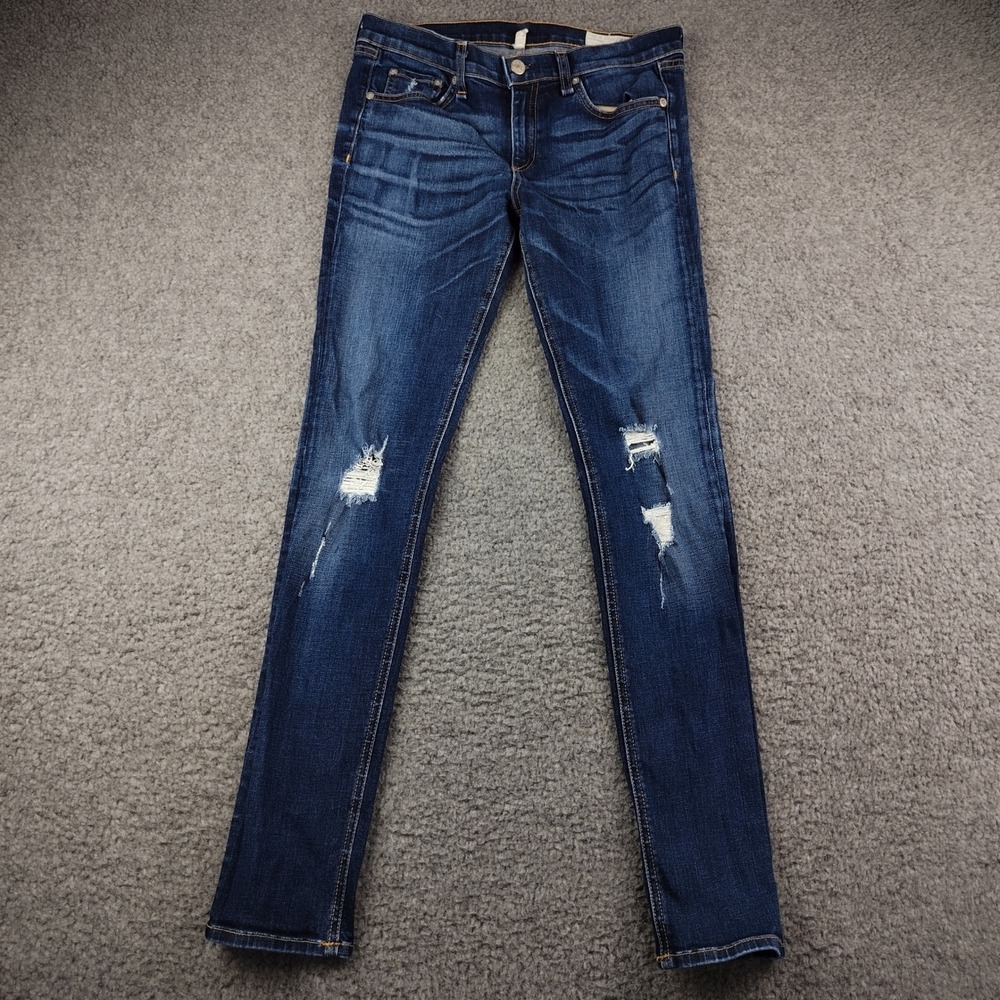 Rag & Bone Skinny Jeans 29x30 Dark Indigo Blue Denim Low Rise Made in USA